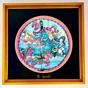 Wall Art The Carrousel Collectors Framed Plate By P. Buckley Moss Horses